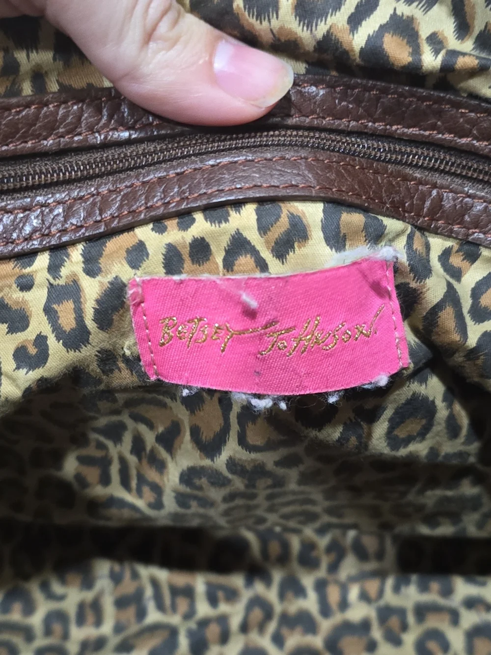 VTG Betsey Johnson Brown Leather Door Knocker Satchel Bag Y2K Rare